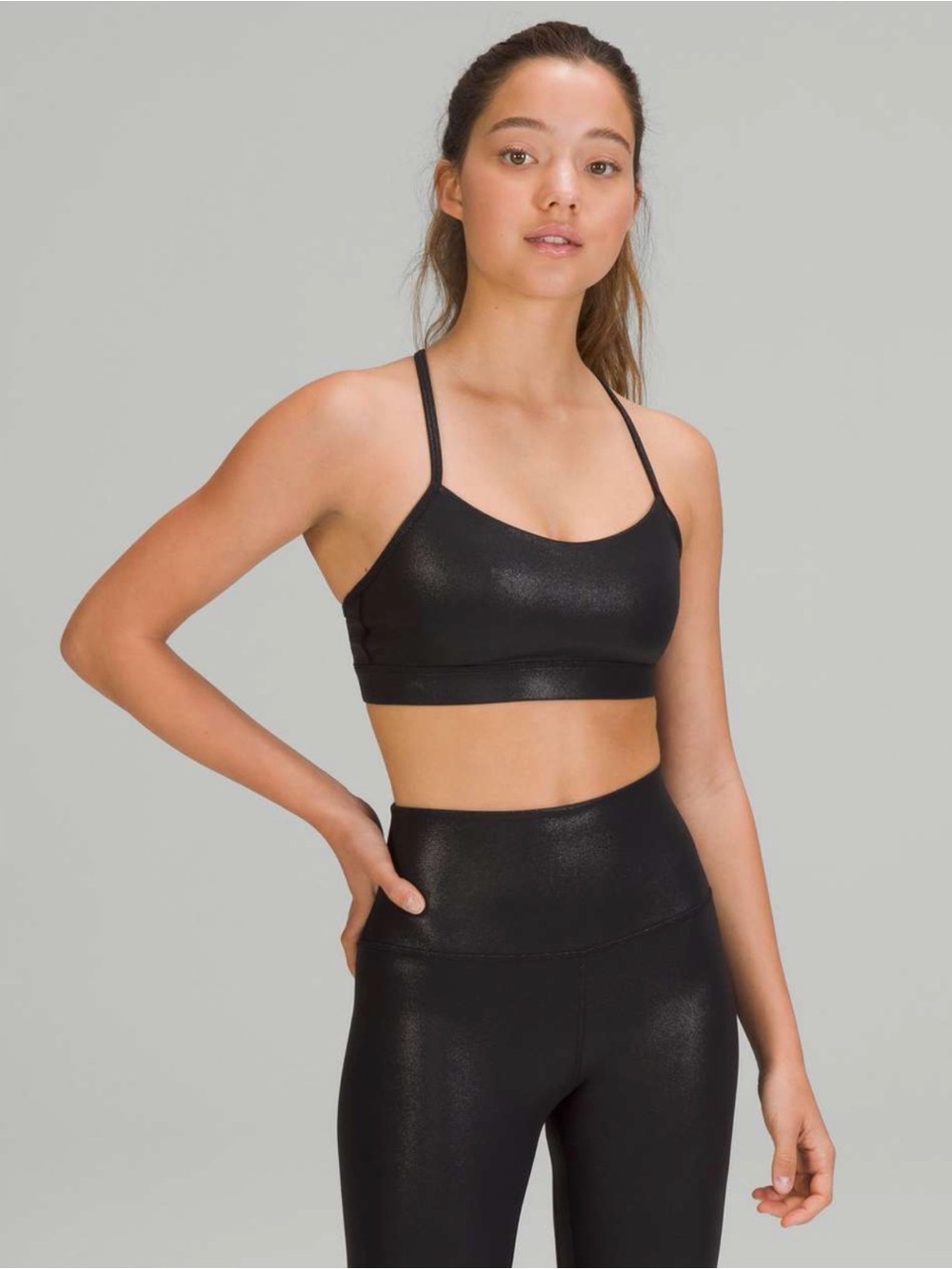 lululemon athletica Black Shimmer Strappy Sports Bra